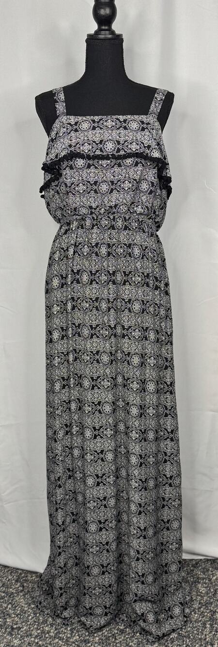 Womens Loft Sz 12 Paisley Maxi Dress Boho Resortwear Vacation Cottagecore Flowy
